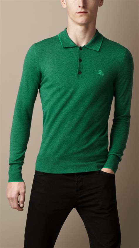 burberry london green polo long sleeve|vintage Burberry long sleeve polo.